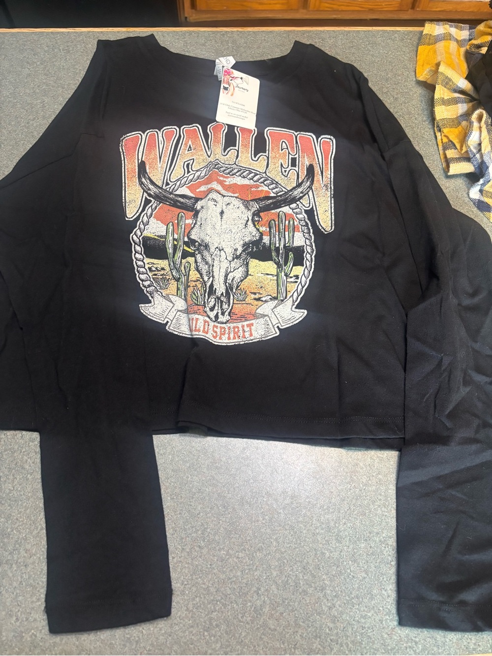 Wallen Graphic Long Sleeve Tee - Black with Desert Skull Print